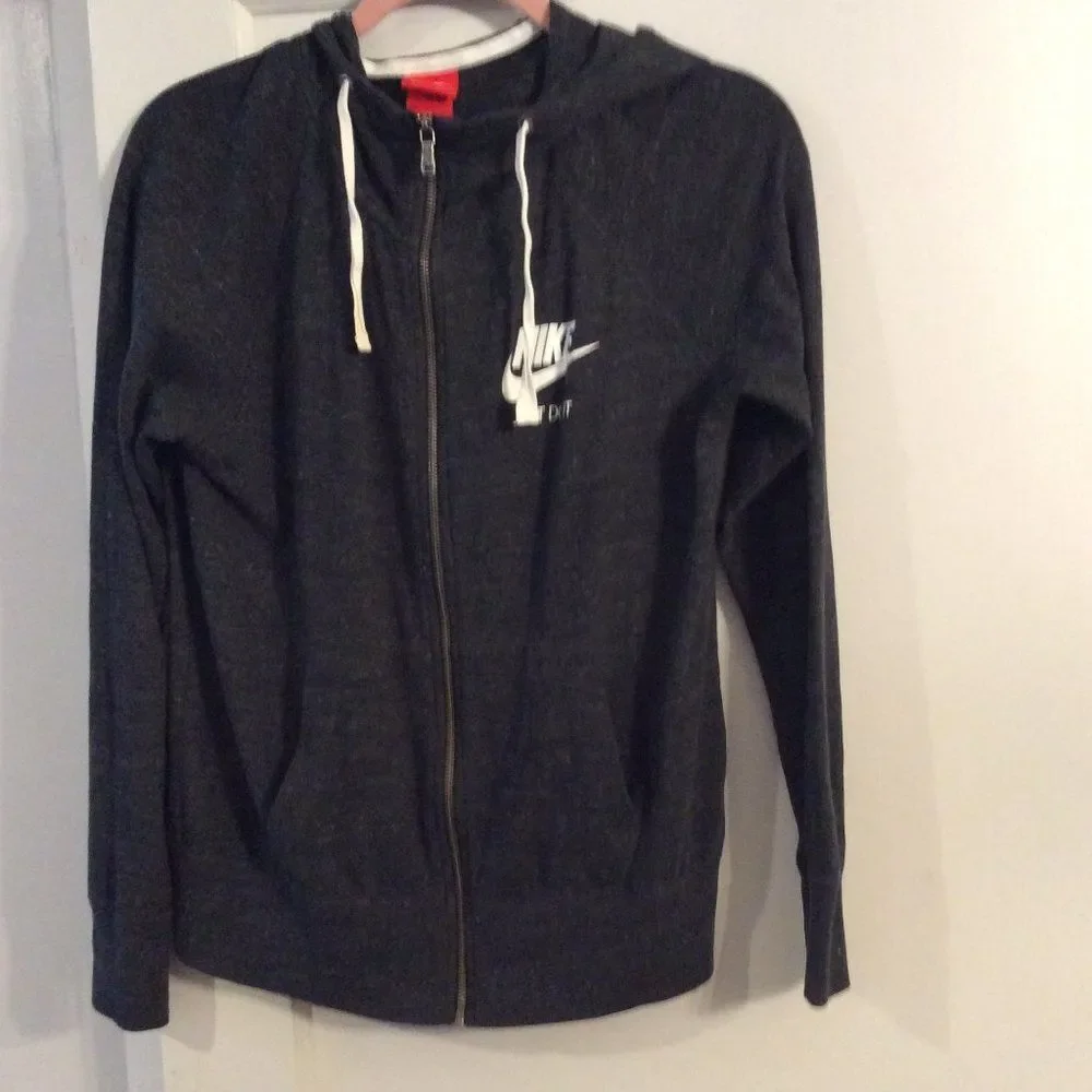 Nike black hoodie Just Do It womens zip front Medium M stretch